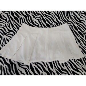 Free People Denim Pleated Micro Mini Skort Sz 6 White Nwt Retro Y2k